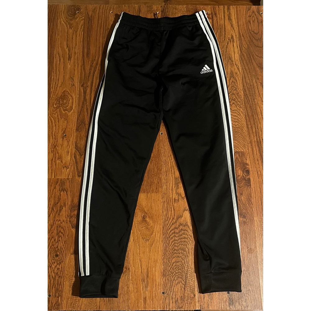 Adidas Boys Tiro Track Pants Black White 3-Stripes Joggers Size Large 14/16